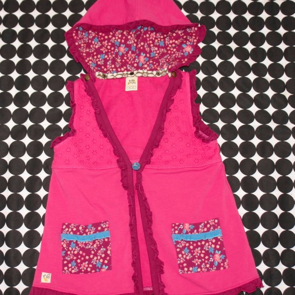 SOLD//////Wildlfowers Fuchsia Vest Detachable Hood 8/9 - Picture 2 of 4